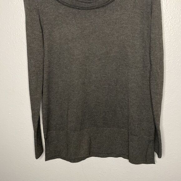 Loft Gray Ribbed Cowl Neck Charcoal Gray Sweater Size Medium - Picture 6 of 11